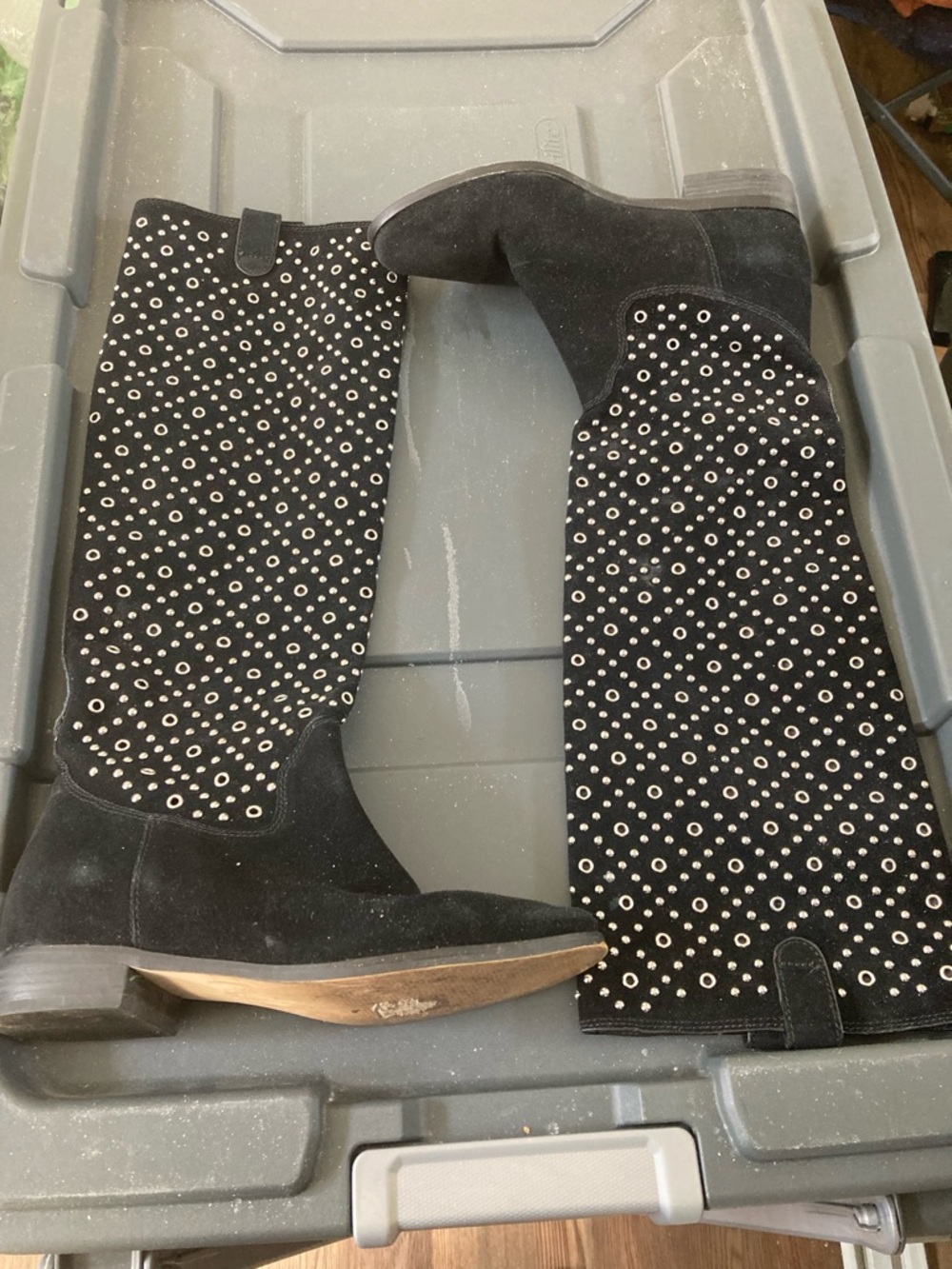 Michael Kors Black Studded Knee-High Suede Boots women’s size 6.5 6 1/2